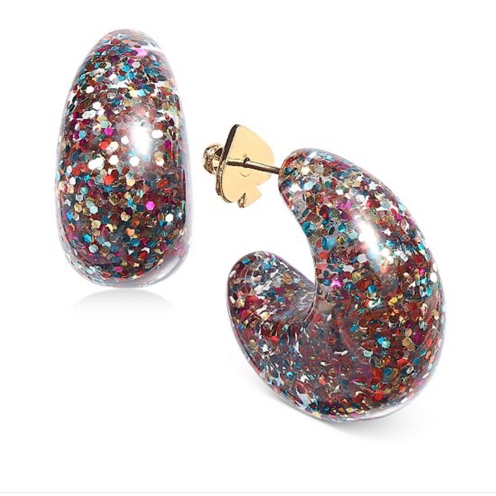Kate Spade Gold Tone Glitter Hoop
